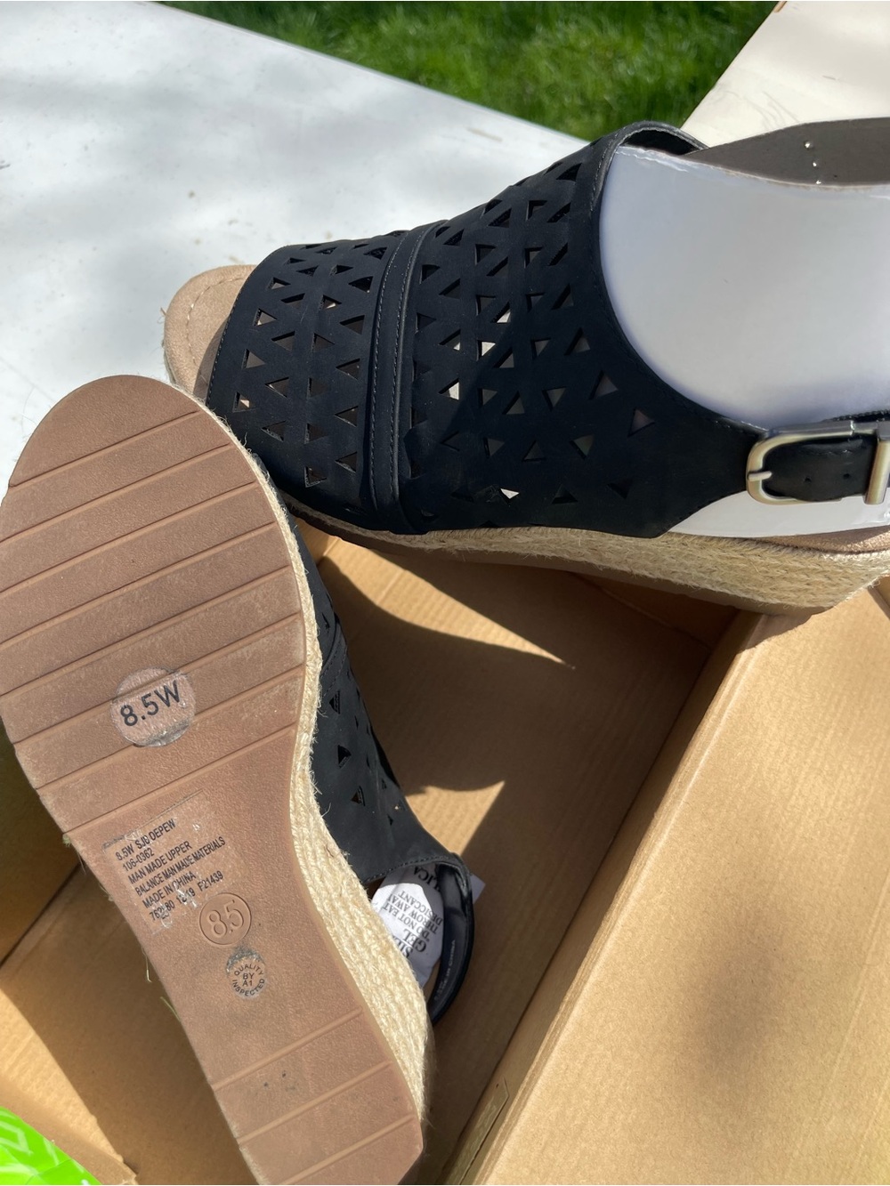 jcpenney Black Laser-Cut Espadrille Wedge Sandals